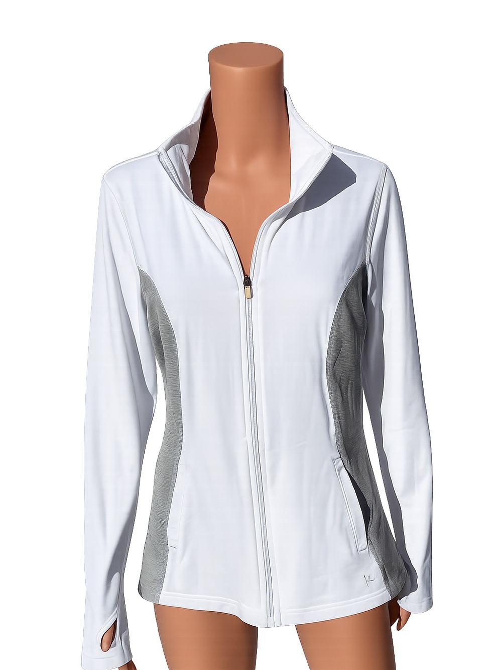 Danskin Now Semi-Fitted Lightweight Athletic Full Zip Jacket Mock Neck Sz L